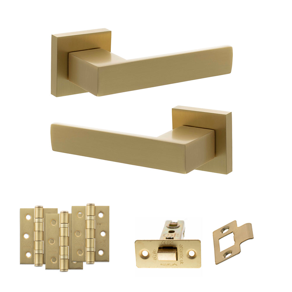Senza Pari Panetti Door Handle Pack in Satin Brass