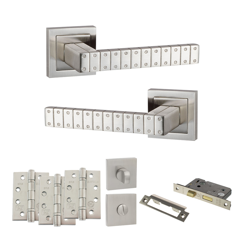 Senza Pari Bianca Door Handle Pack in Satin Nickel