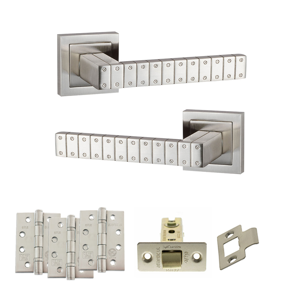 Senza Pari Bianca Door Handle Pack in Satin Nickel