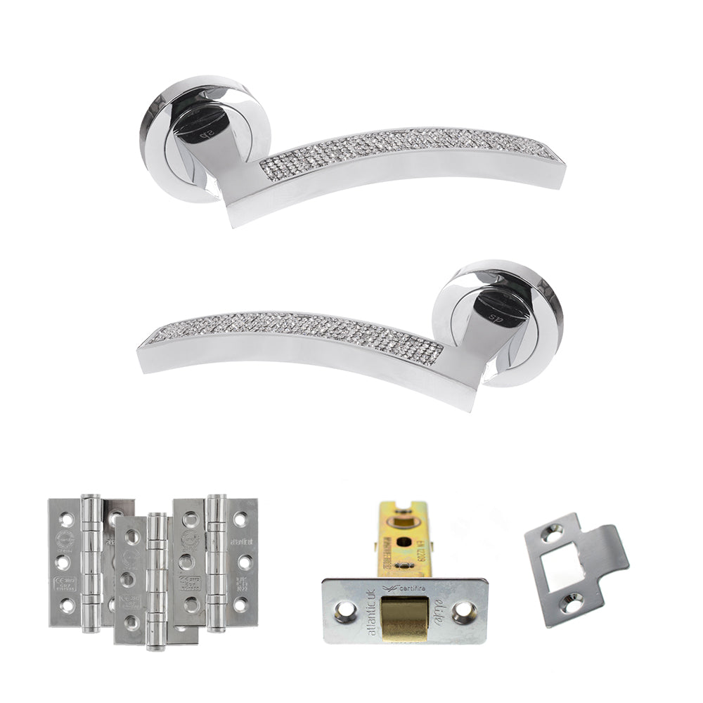 Senza Pari Crystal Door Handle Pack in Polished Chrome