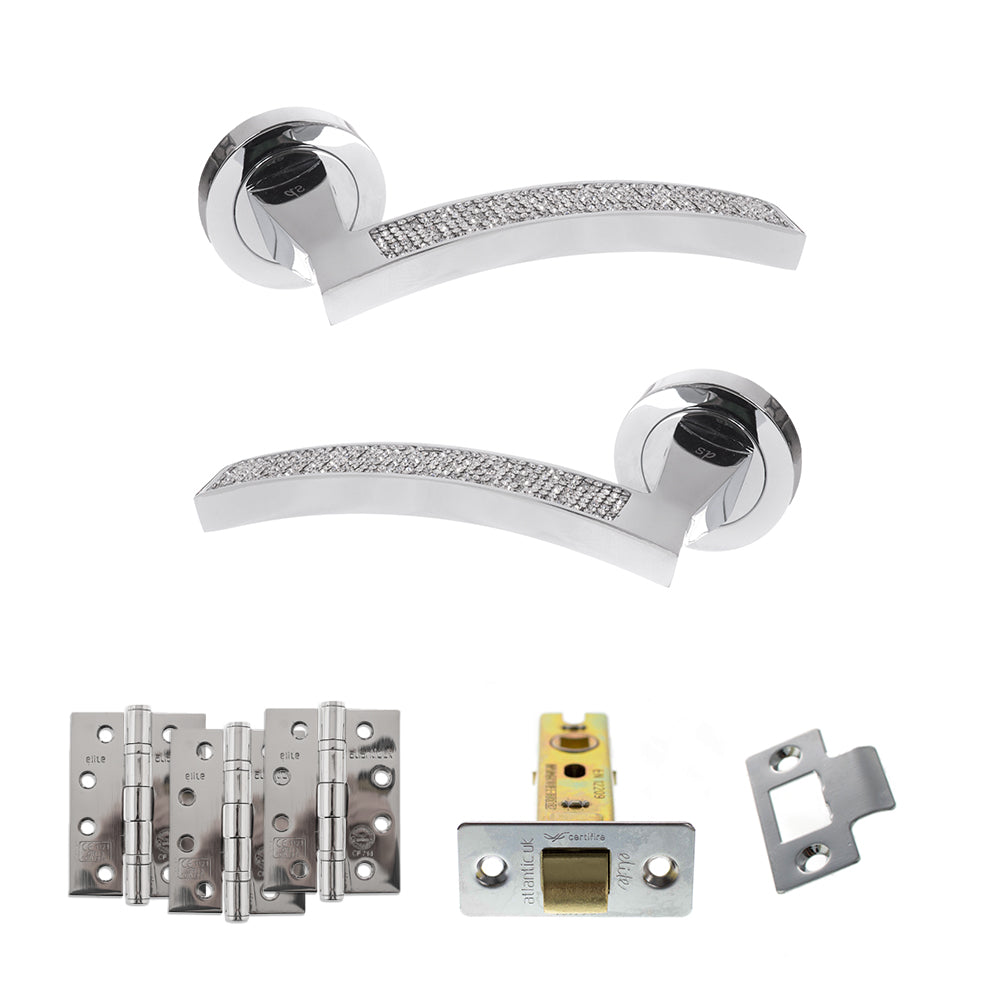 Senza Pari Crystal Door Handle Pack in Polished Chrome