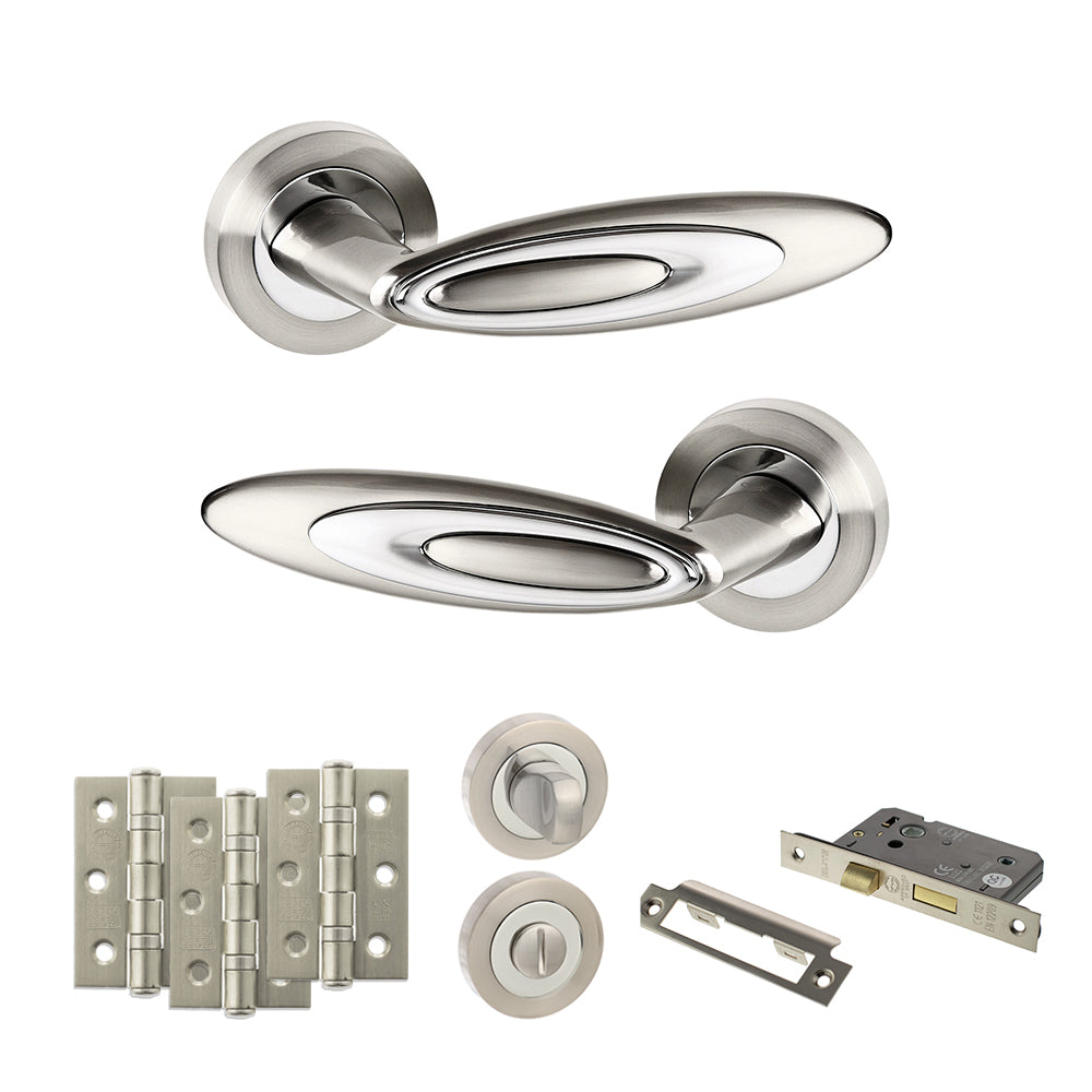 Senza Pari Elisse Door Handle Pack in Satin Nickel