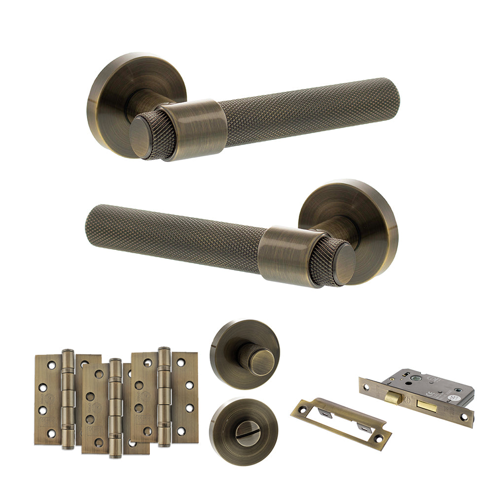 Senza Pari Andretta Door Handle Pack in Antique Brass