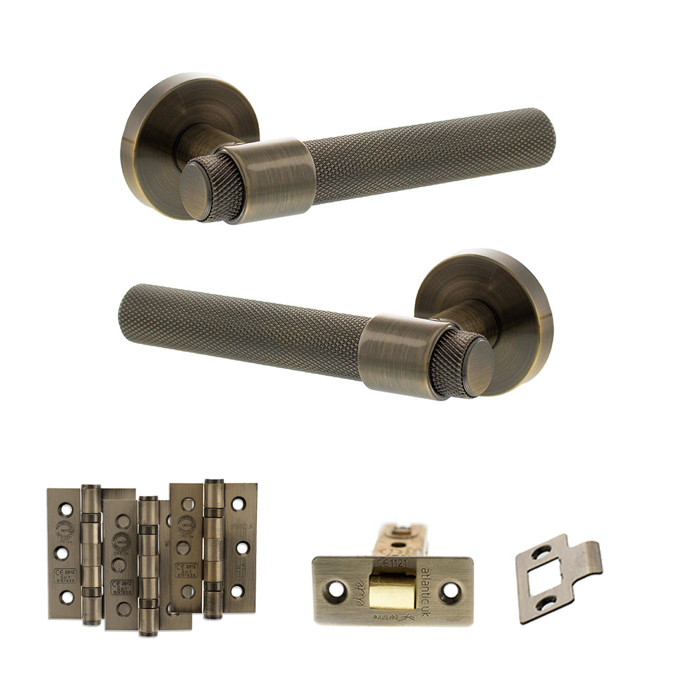 Senza Pari Andretta Door Handle Pack in Antique Brass