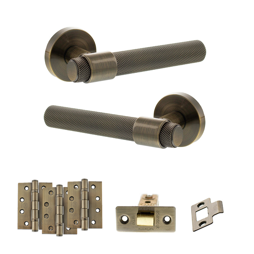 Senza Pari Andretta Door Handle Pack in Antique Brass
