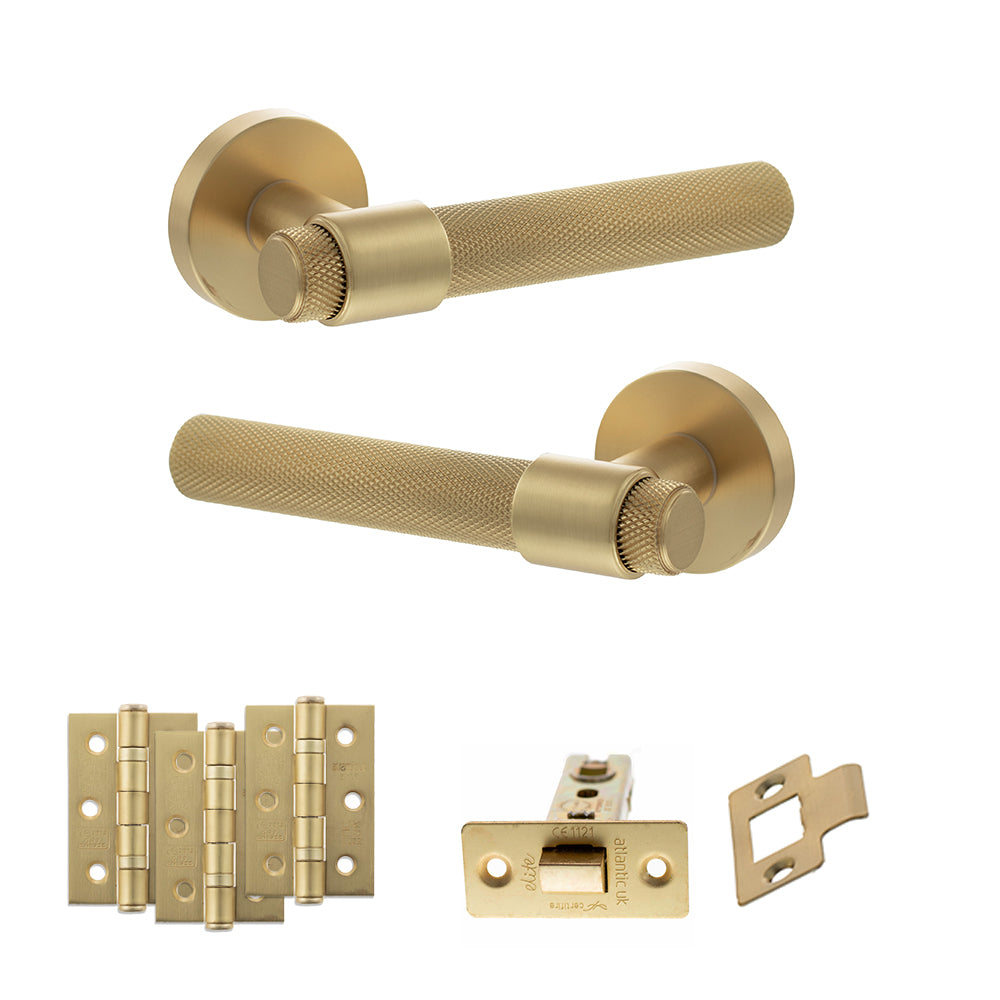 Senza Pari Andretta Door Handle Pack in Satin Brass