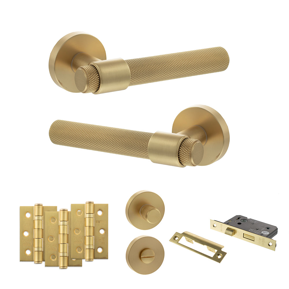 Senza Pari Andretta Door Handle Pack in Satin Brass