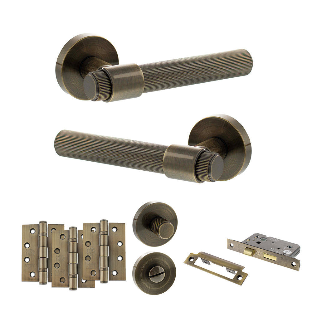 Senza Pari Fasana Door Handle Pack in Antique Brass