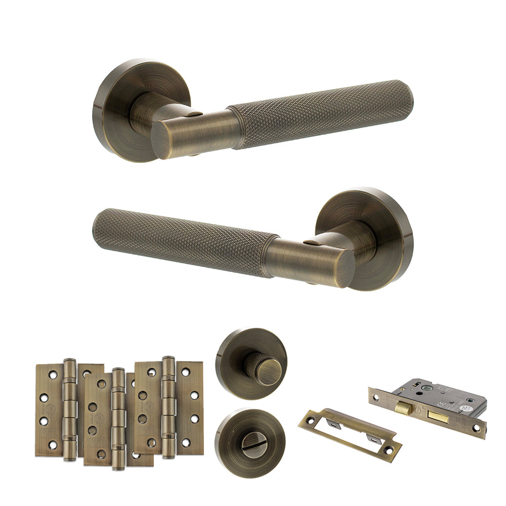Senza Pari Rosarno Door Handle Pack in Antique Brass