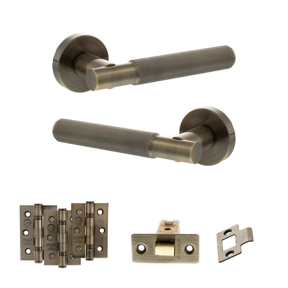 Senza Pari Rosarno Door Handle Pack in Antique Brass