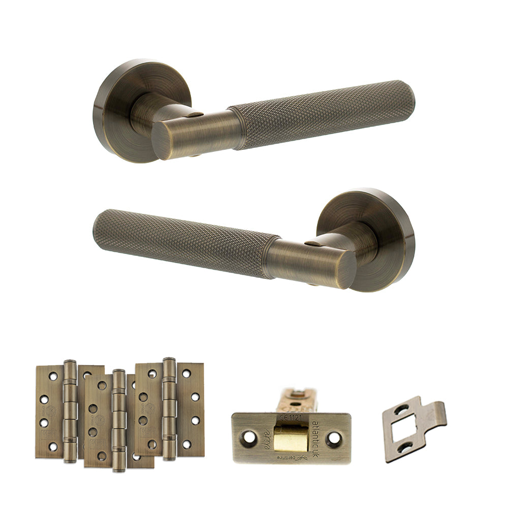 Senza Pari Rosarno Door Handle Pack in Antique Brass