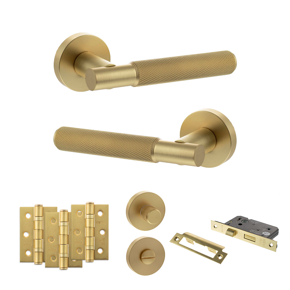 Senza Pari Rosarno Door Handle Pack in Satin Brass
