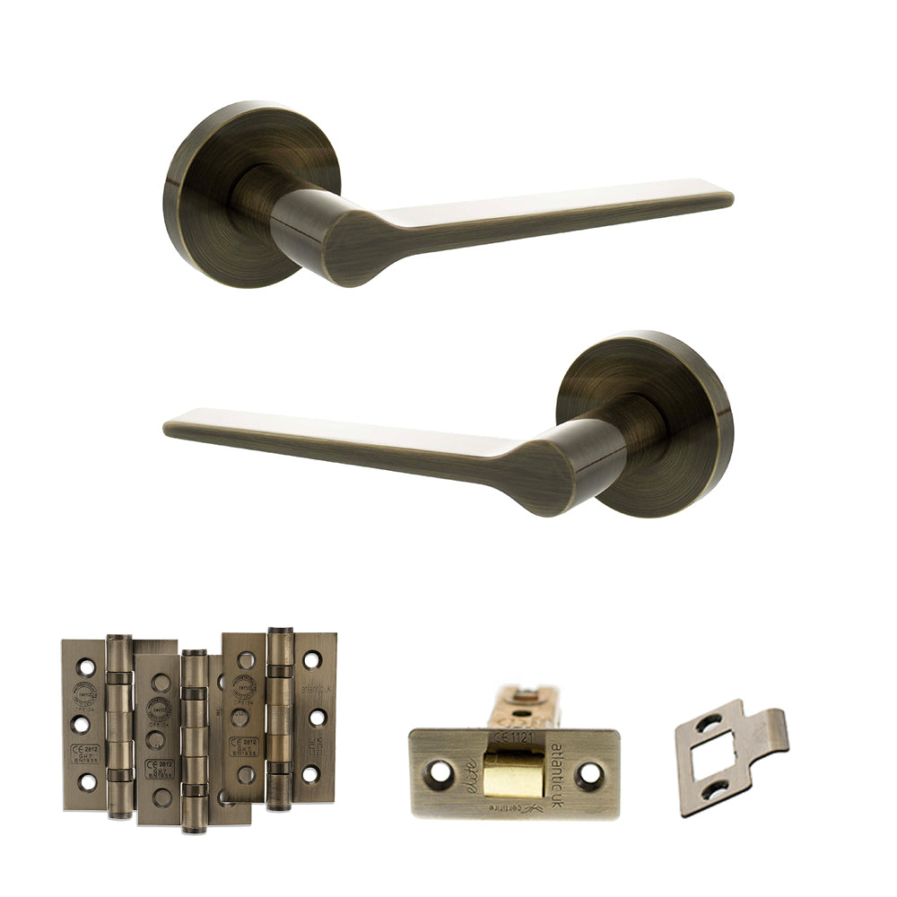 Senza Pari Laviano Door Handle Pack in Antique Brass