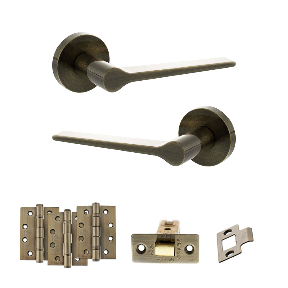 Senza Pari Laviano Door Handle Pack in Antique Brass