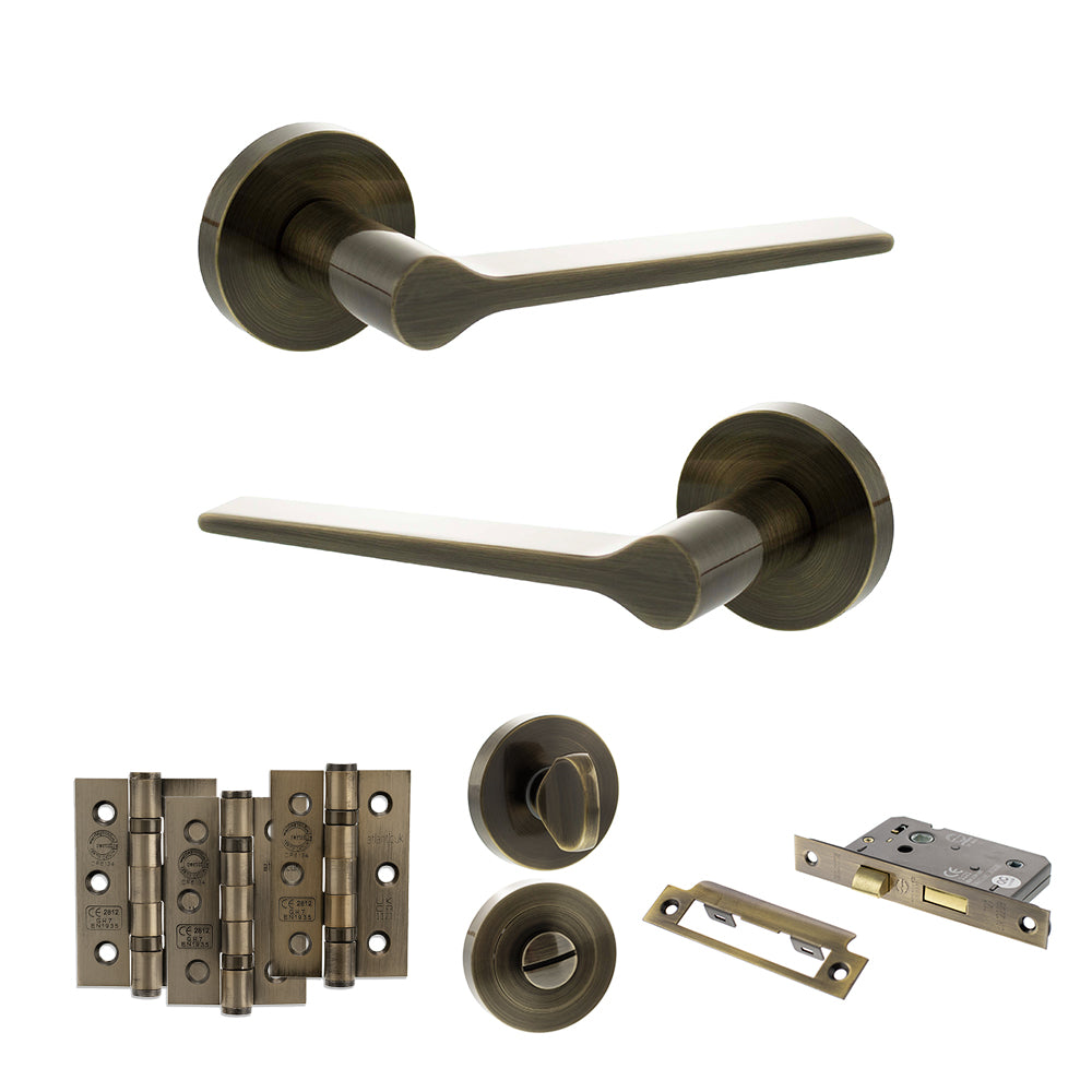 Senza Pari Laviano Door Handle Pack in Antique Brass