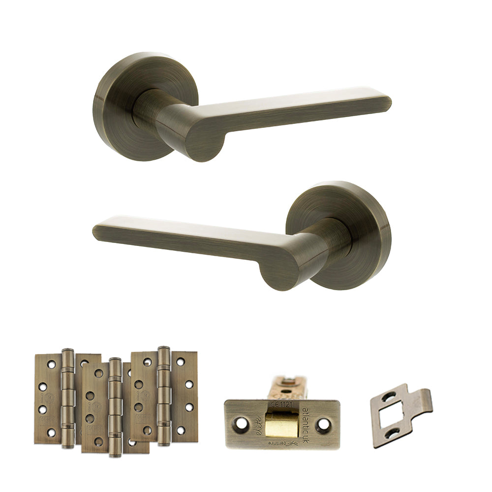 Senza Pari Darrio Door Handle Pack in Antique Brass