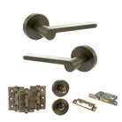 Senza Pari Darrio Door Handle Pack in Antique Brass