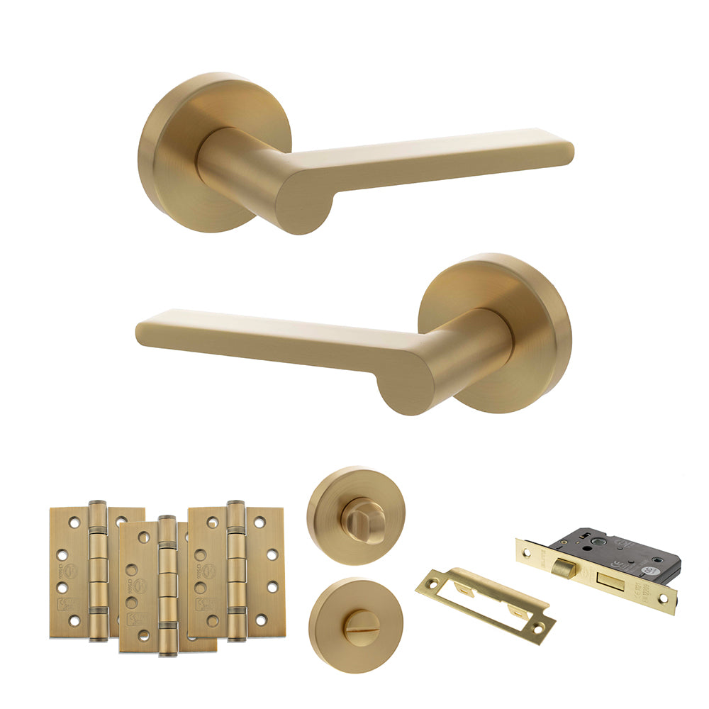 Senza Pari Darrio Door Handle Pack in Satin Brass