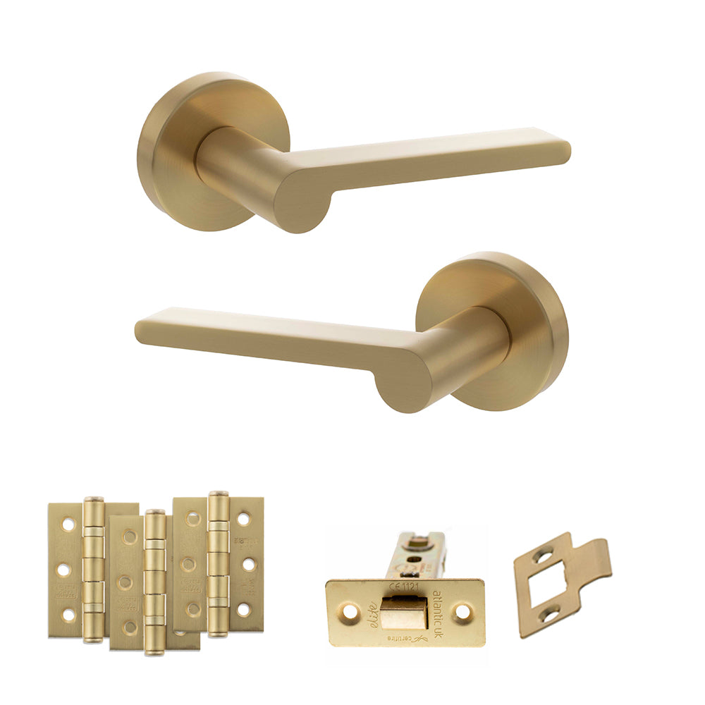Senza Pari Darrio Door Handle Pack in Satin Brass