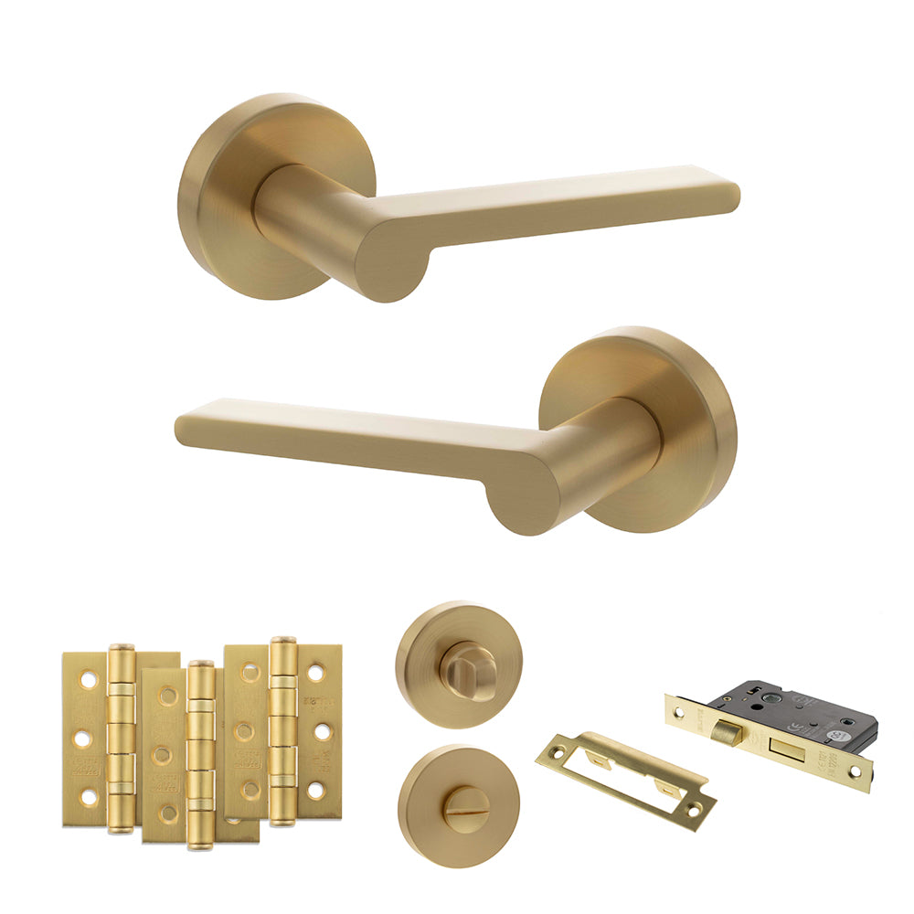 Senza Pari Darrio Door Handle Pack in Satin Brass