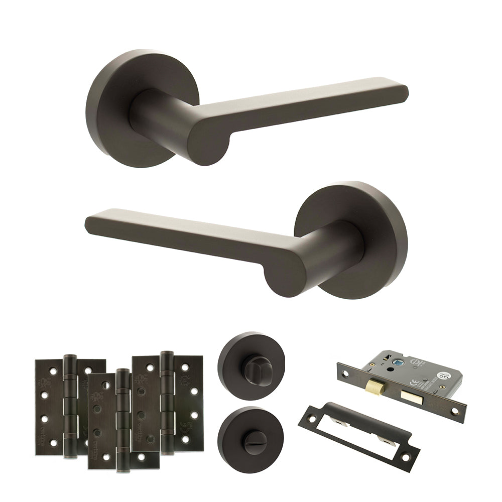 Senza Pari Darrio Door Handle Pack in Urban Dark Bronze