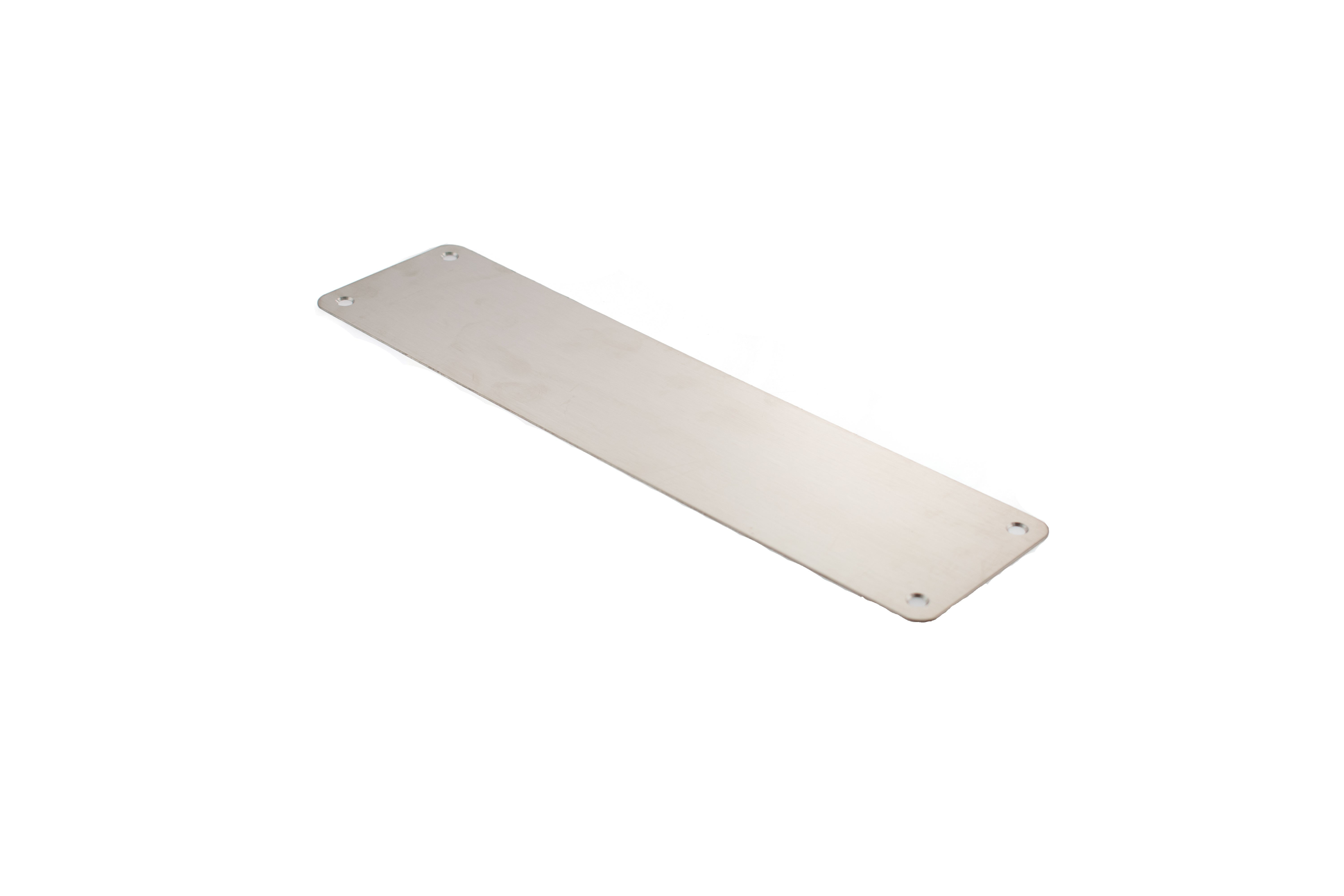 Atlantic Finger Plate Radius Corner Pre drilled with screws 300mm x 75mm - Satin Stainless Steel
