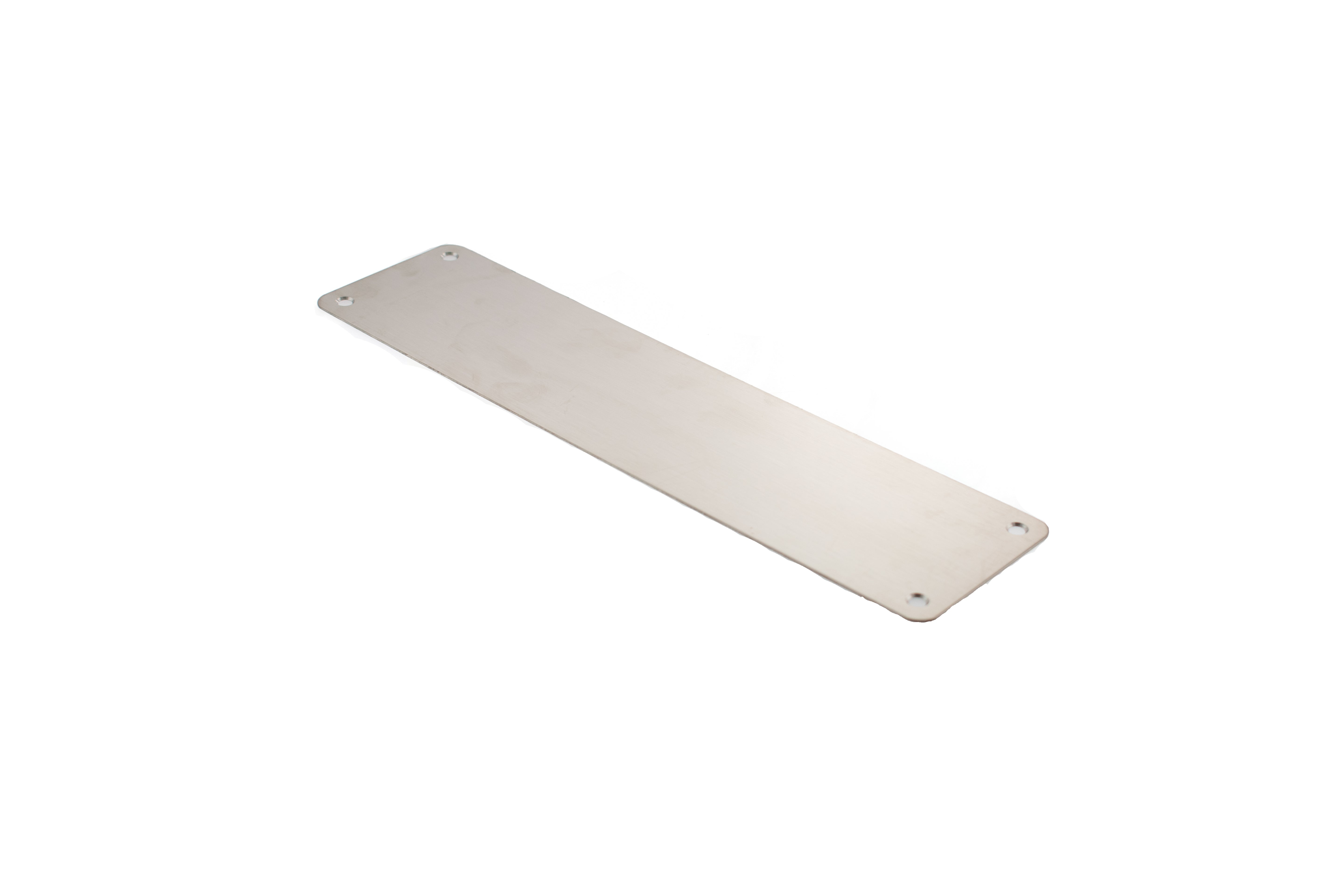 Atlantic Finger Plate Radius Corner Pre drilled with screws 300mm x 75mm - Satin Stainless Steel