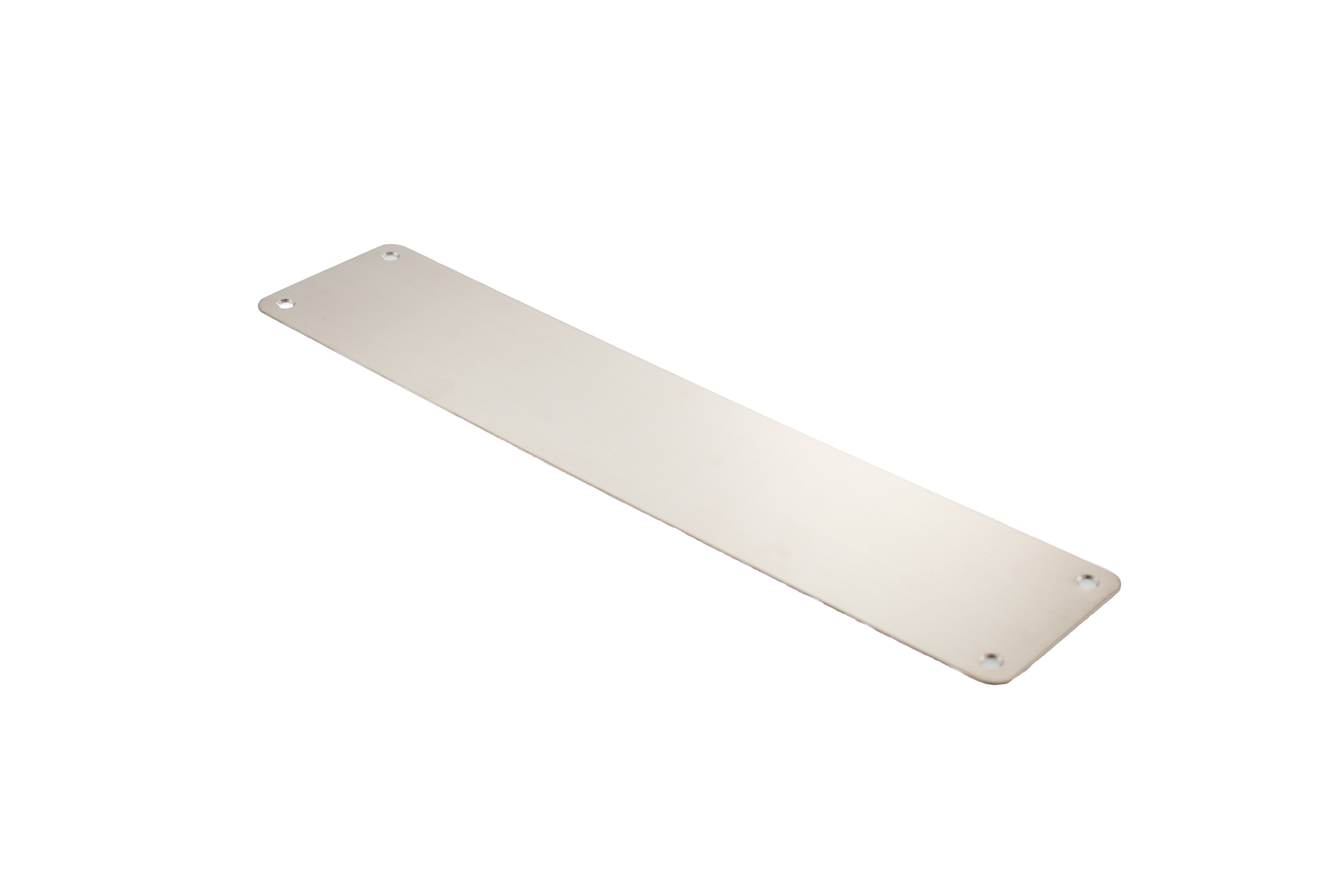 Atlantic Finger Plate Radius Corner Pre drilled with screws 350mm x 75mm - Satin Stainless Steel