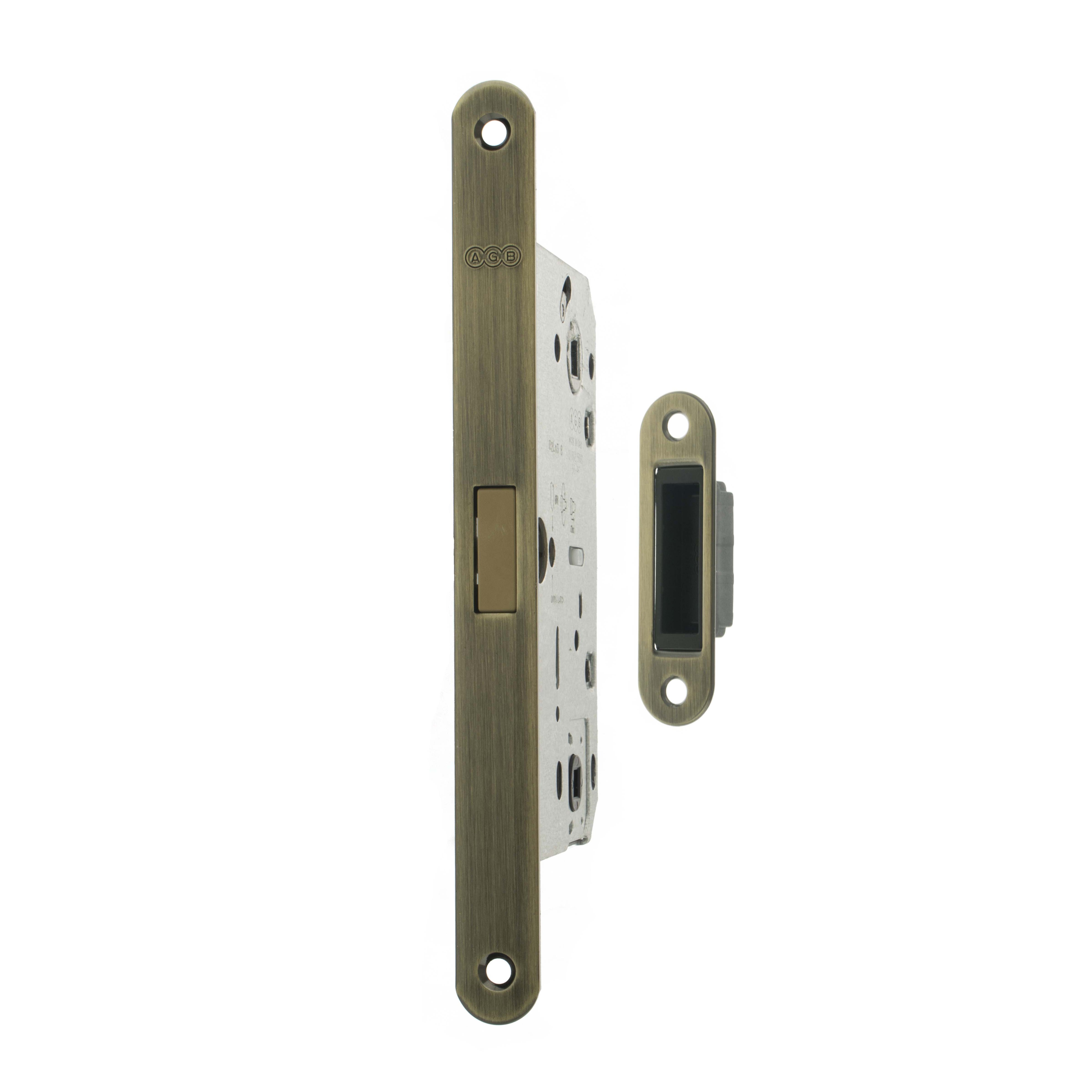AGB Polaris 2XT Magnetic Bathroom Lock 50mm backset - Antique Brass