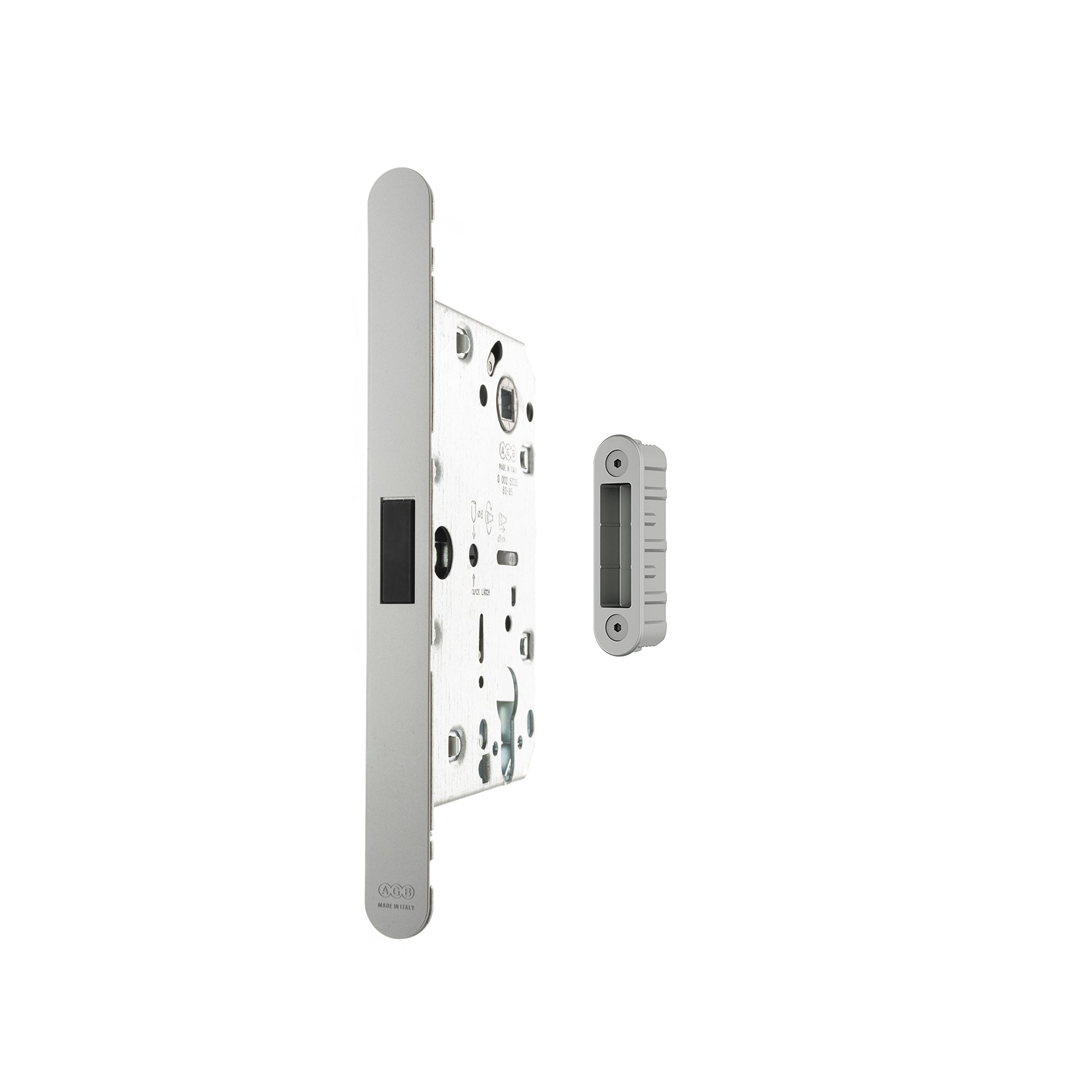 AGB Revolution XT Magnetic Euro Profile Sashlock 60mm backset with strike plates for ALU doors - Satin Chrome