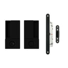 AGB Wave Flush Door Handle & Bathroom Lock Set - Matt Black