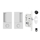 AGB Wave Flush Pocket Door Handle & Bathroom Lock Set - White
