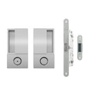 AGB Wave Flush Door Handle & Bathroom Lock Set - Satin Chrome