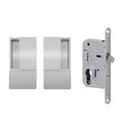 AGB Wave Flush Pocket Door Handle & Euro Profile Lock Set - Satin Chrome 