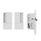 AGB Wave Flush Pocket Door Handle & Euro Profile Lock Set - White