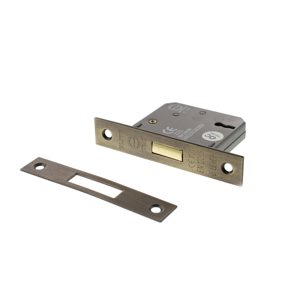 Atlantic 3 Lever Key Deadlock [CE] 2.5" - Matt Antique Brass