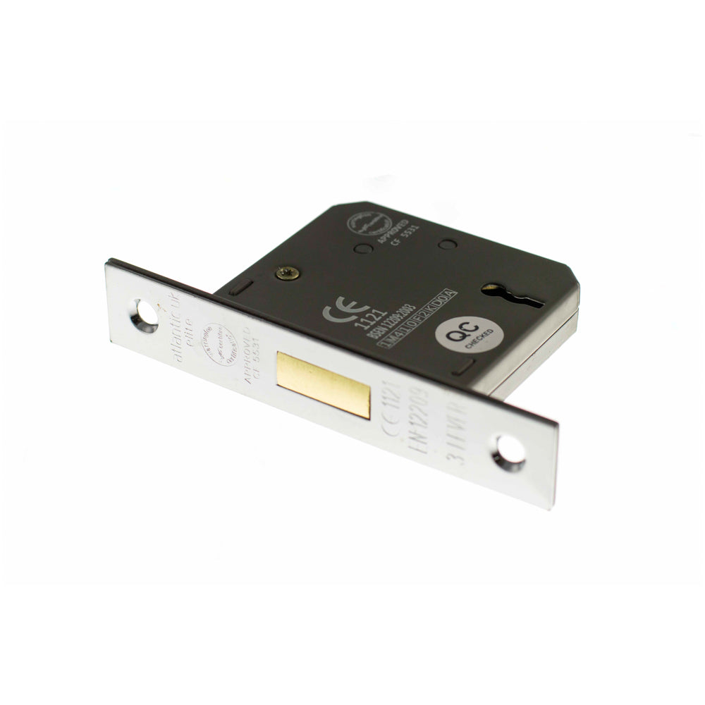 Atlantic 3 Lever Key Deadlock [CE] Keyed Alike 2.5" - Polished Chrome