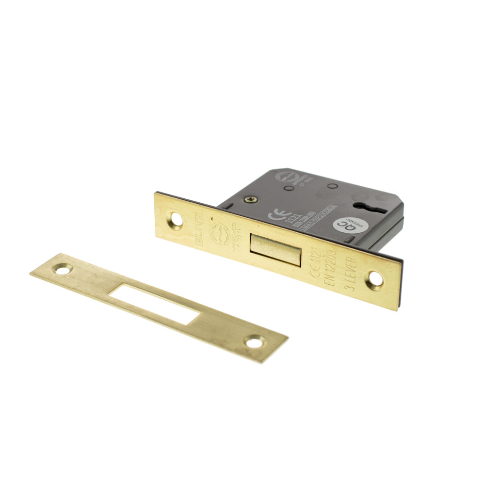 Atlantic 3 Lever Key Deadlock [CE] Keyed Alike 2.5" - Satin Brass