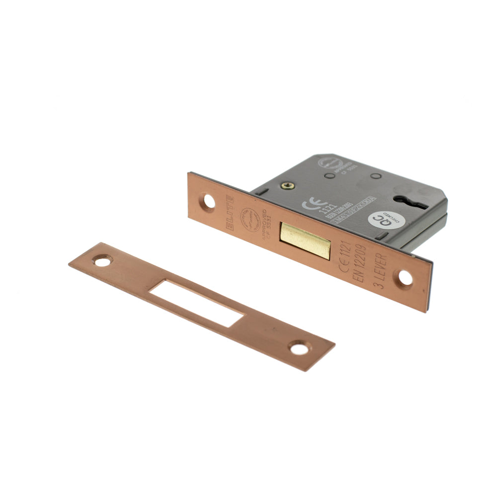 Atlantic 3 Lever Key Deadlock [CE] 2.5" - Urban Satin Copper