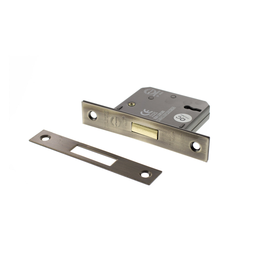 Atlantic 3 Lever Key Deadlock [CE] 3" - Antique Brass