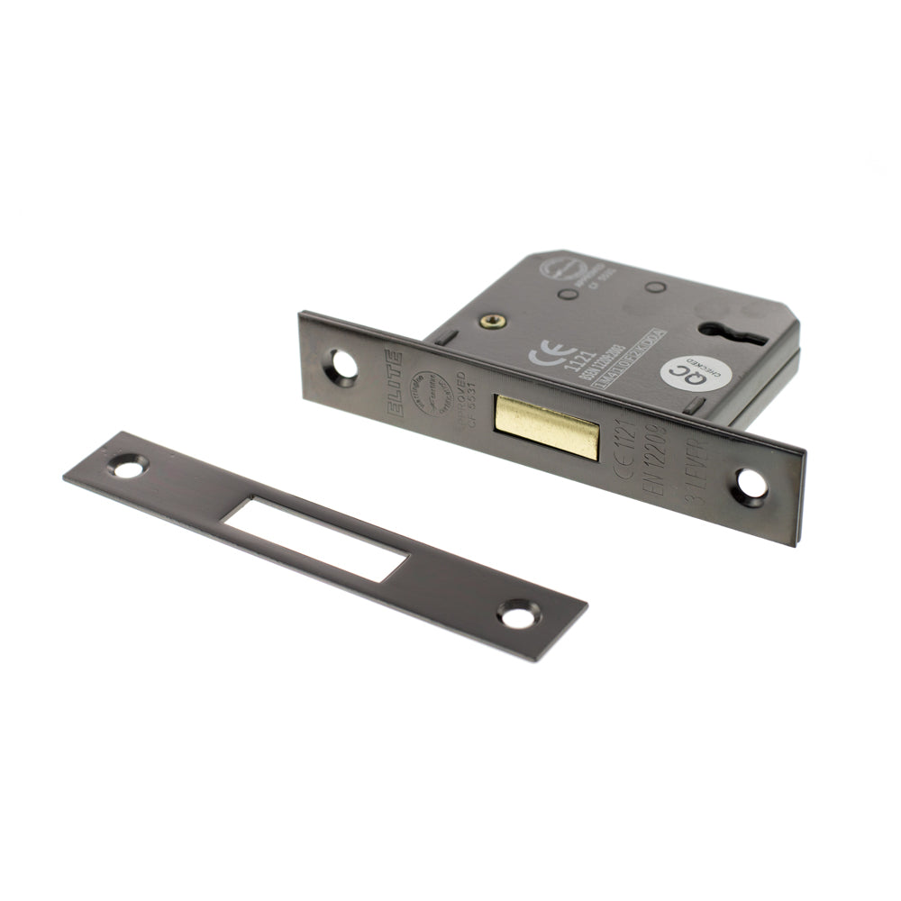 Atlantic 3 Lever Key Deadlock [CE] 3" - Black Nickel