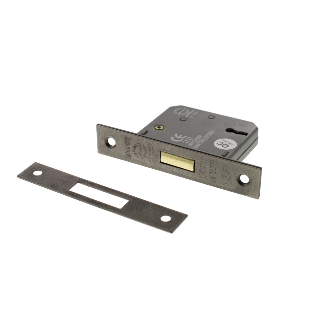 Atlantic 3 Lever Key Deadlock [CE] 3" - Distressed Silver