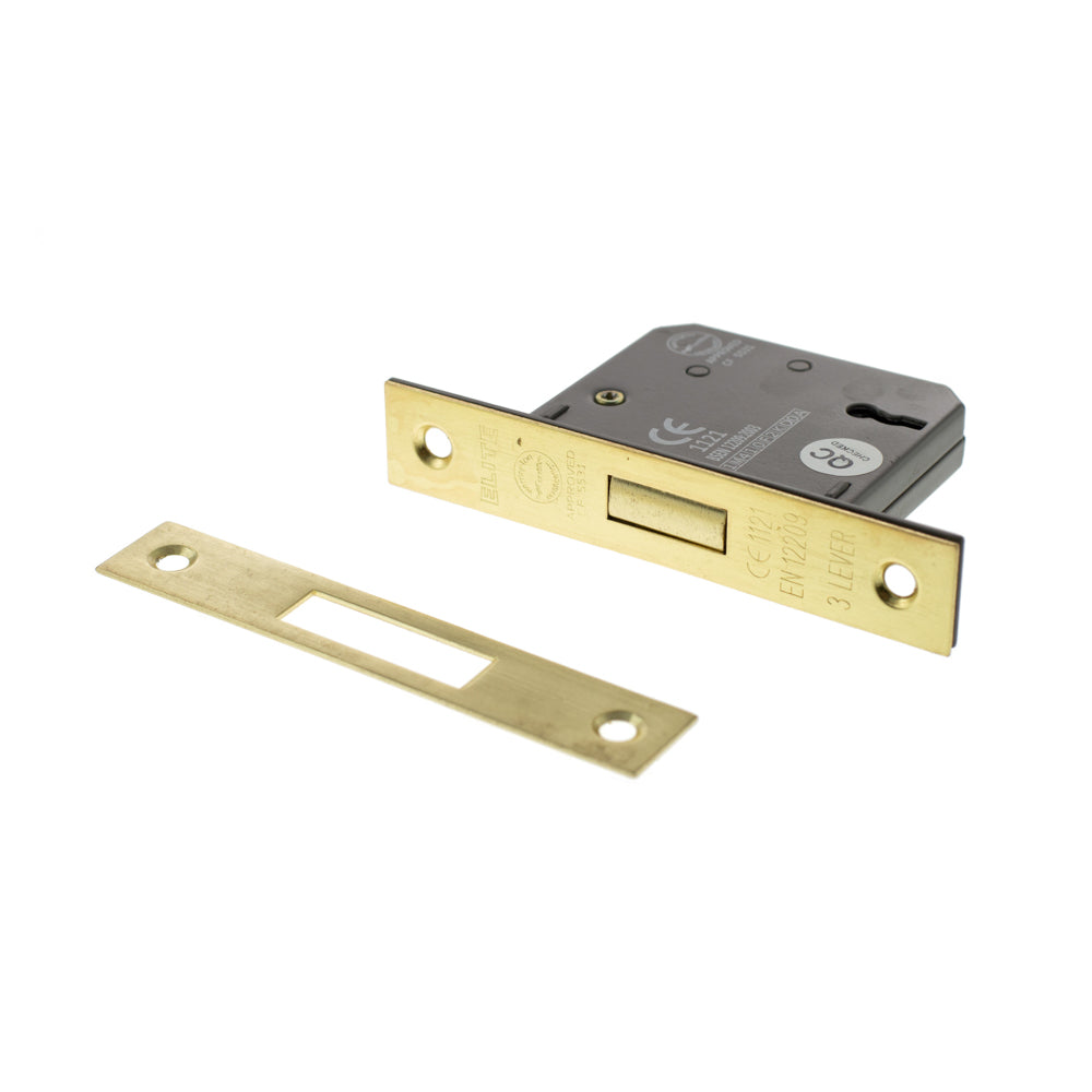 Atlantic 3 Lever Key Deadlock [CE] Keyed Alike 3" - Satin Brass