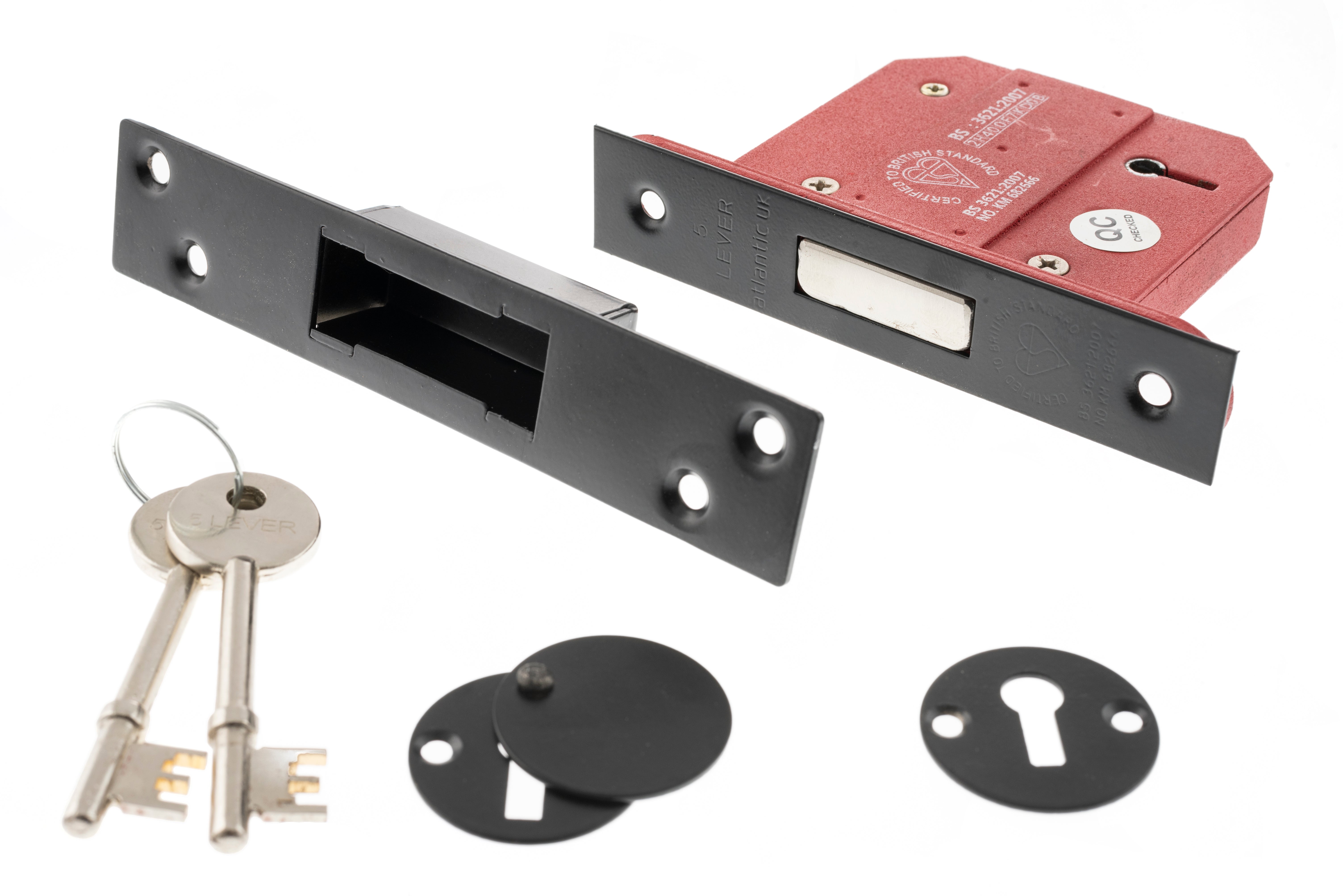 Atlantic 5 Lever Key Deadlock [BS] Keyed Alike 2.5" - Matt Black