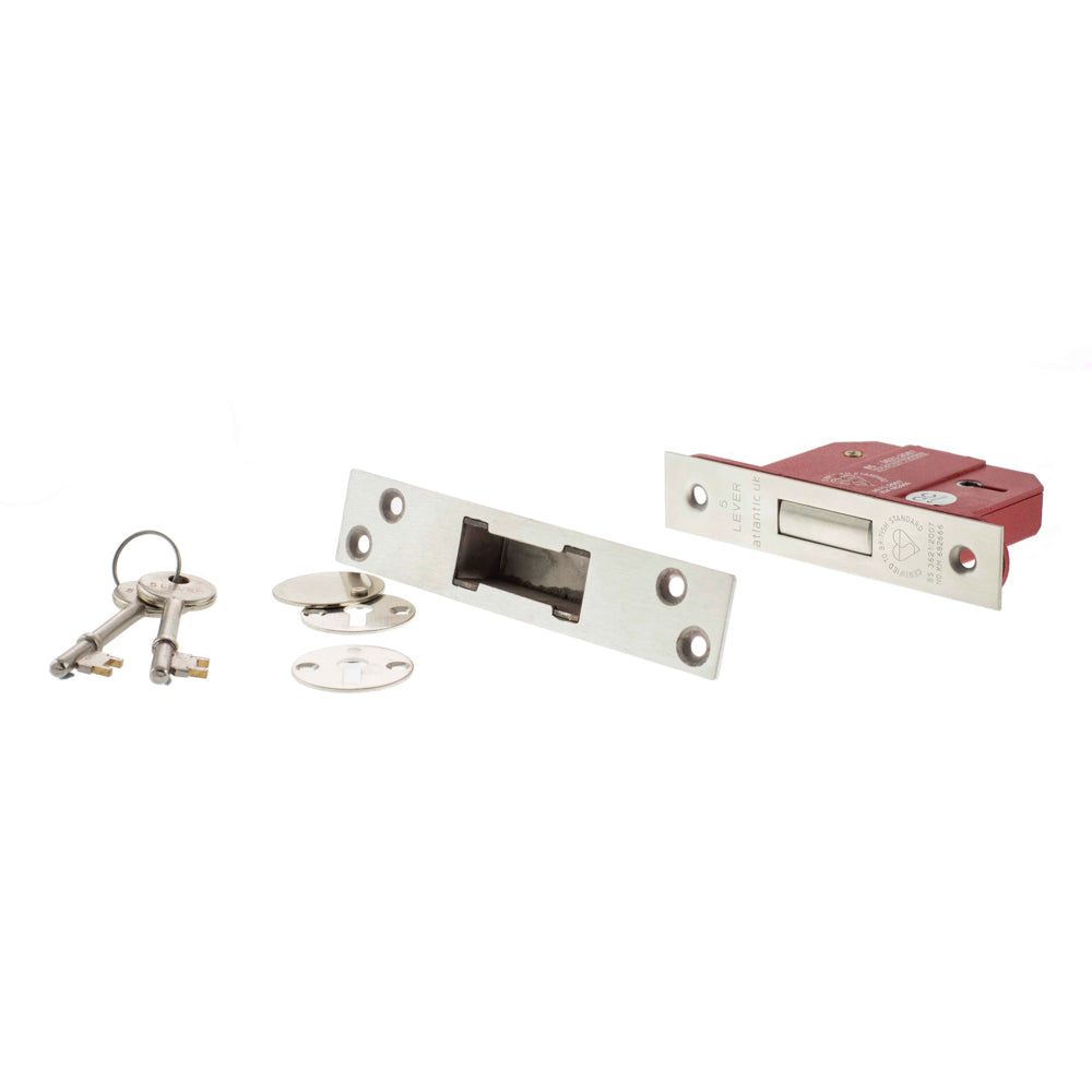 Atlantic 5 Lever Key Deadlock [BS] 2.5" - Satin Chrome
