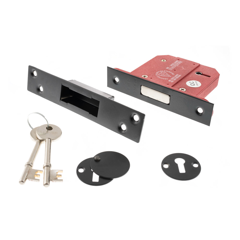 Atlantic 5 Lever Key Deadlock [BS] 3" - Matt Black