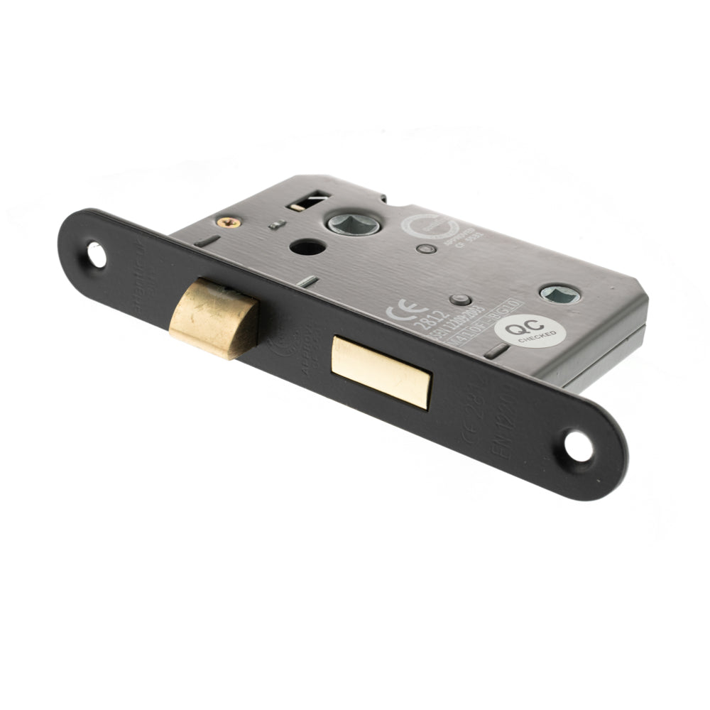 Atlantic Radius Corner Bathroom Lock [CE] 2.5" - Matt Black