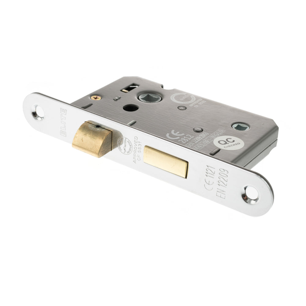 Atlantic Radius Corner Bathroom Lock [CE] 2.5" - Satin Chrome