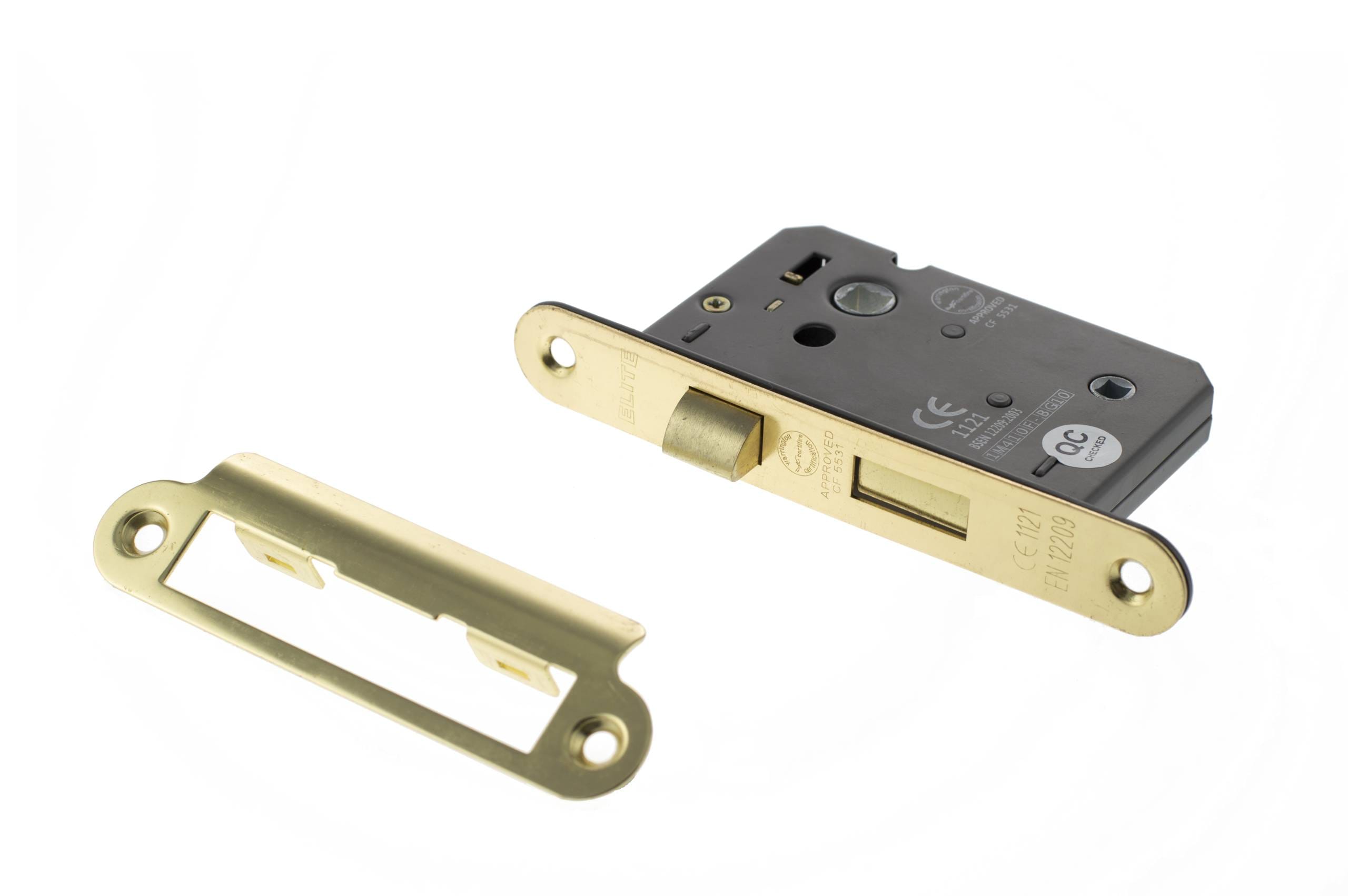 Atlantic Radius Corner Bathroom Lock [CE] 3" - Polished Brass