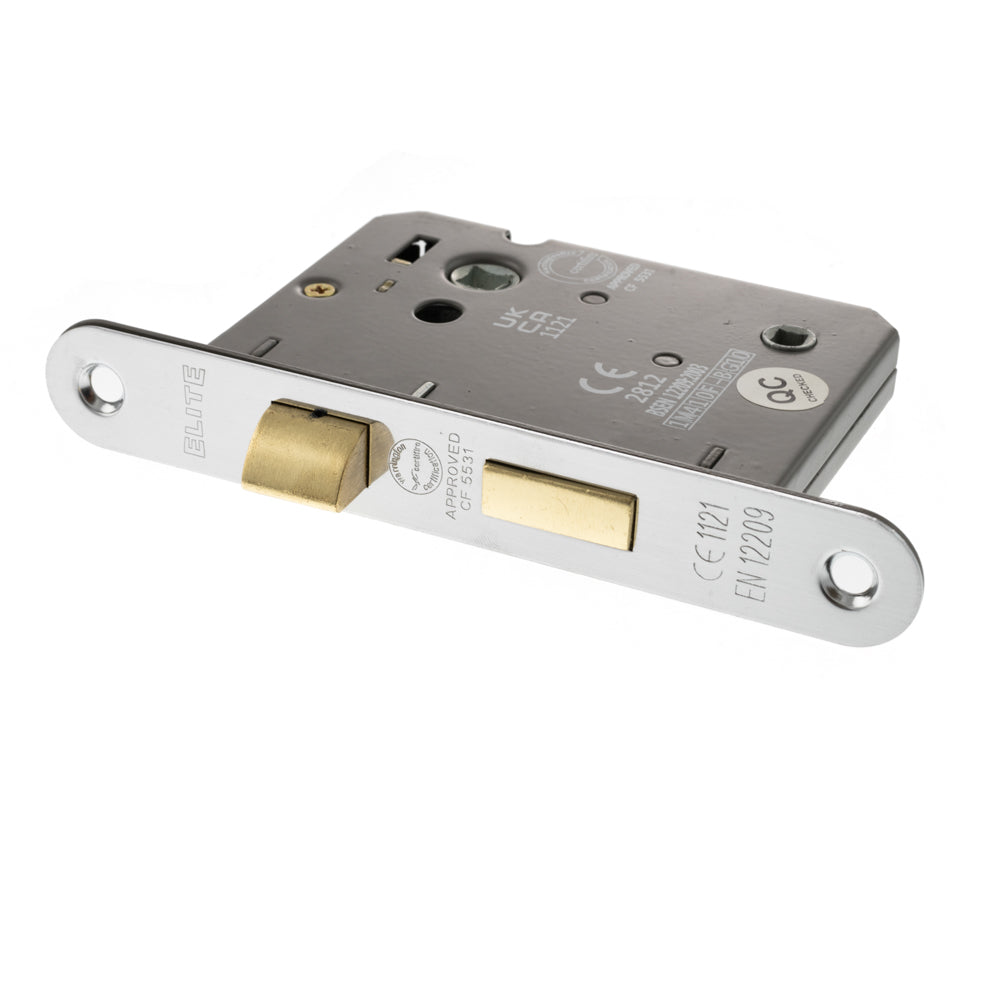 Atlantic Radius Corner Bathroom Lock [CE] 3" - Satin Chrome